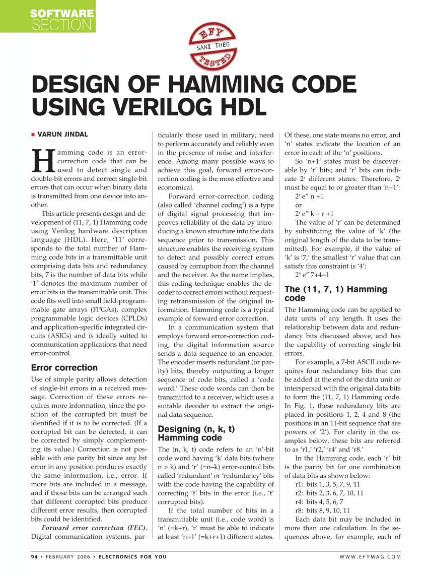 hamming code algorithm